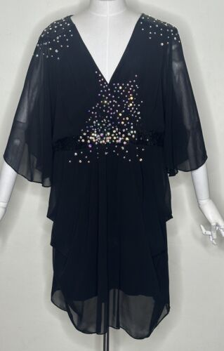 City Chic Black Sequin & Chiffon Top - Picture 1 of 3
