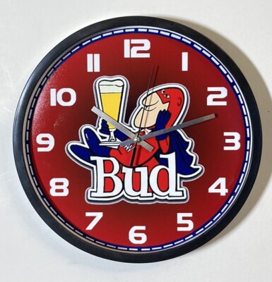 Budweiser Bud Man Logo Battery Wall Clock | eBay