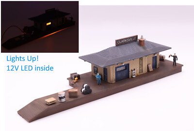 Rural Freight Station Building ''Clarksville'' Built Up Weathered Detailed N Scale