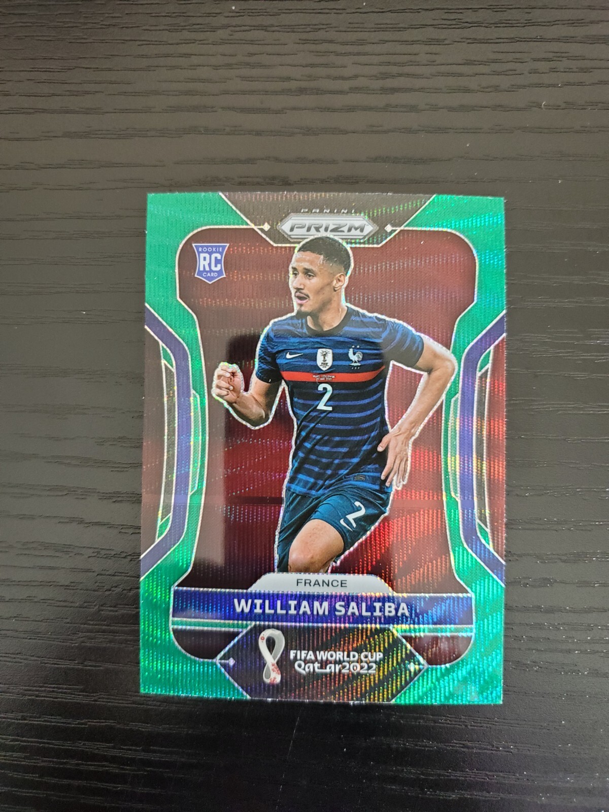 William Saliba - 2022 Panini Prizm FIFA World Cup #106 - GREEN WAVE PRIZM RC (A)