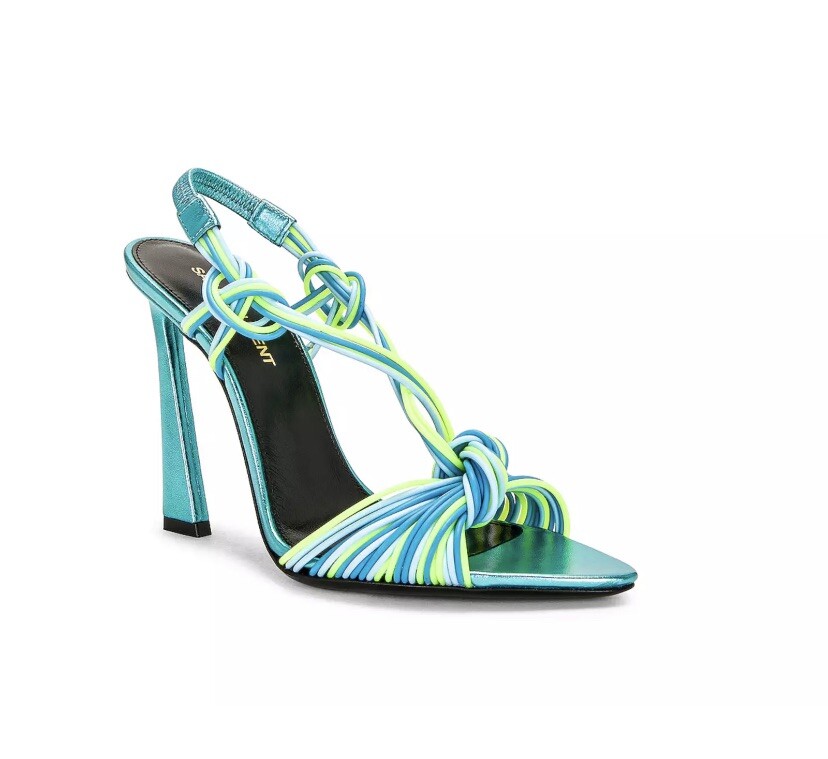 Sandalo YSL Saint Laurent Gippy multicolore cinturino in pelle verniciata 36 5