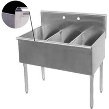 Economy Utility Kitchen Sink – 36" 3 Compartment with 12" x 21" Bowl Size