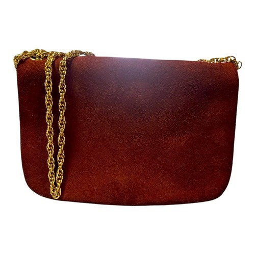 Vintage Chestnut Brown Suede Bag With Gold Chain by Triangle New York - Picture 1 of 16