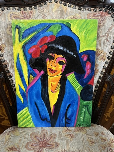 E.L. Kirchner - Amazing Oil Canvas Painting - Expressionism Style - Signed - Picture 1 of 5