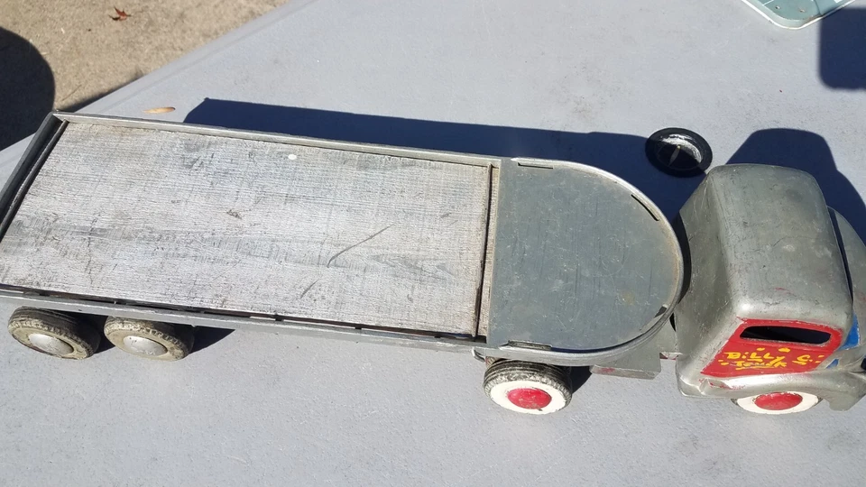 Camión Smith Miller de colección y semirremolque de madera Smitty Toys carguero Foto 4 de 4