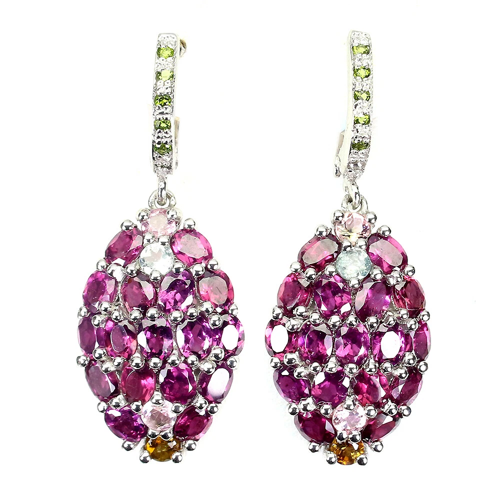 Orecchini In Argento Sterling 925 Placcato Oro Con Quarzo Rosa E Granato Rodolite  Gemma Naturale Re Wnsu 5sb3ggr6ds Lrcd