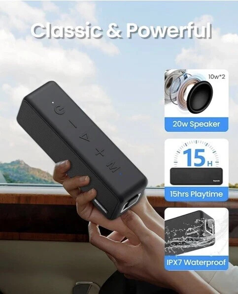 Raymate 20W IPX7 Waterproof Bluetooth 5.0 Wireless Speaker-image