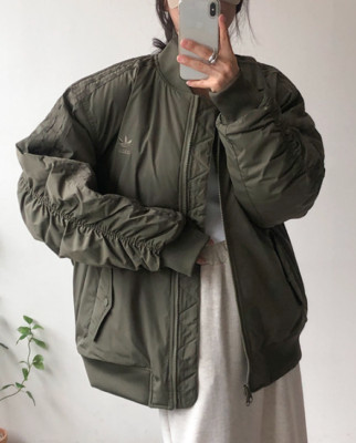 Adidas Originals Women's Oversized SST Bomber Jacket in Olive Strata IW8421 NWT