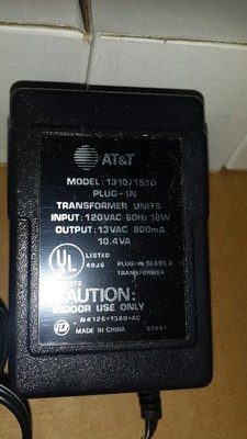 Alimentatore AT&amp;T 13VAC 800mA 18W Modello 1310/1510 - Nuovo, Nero
