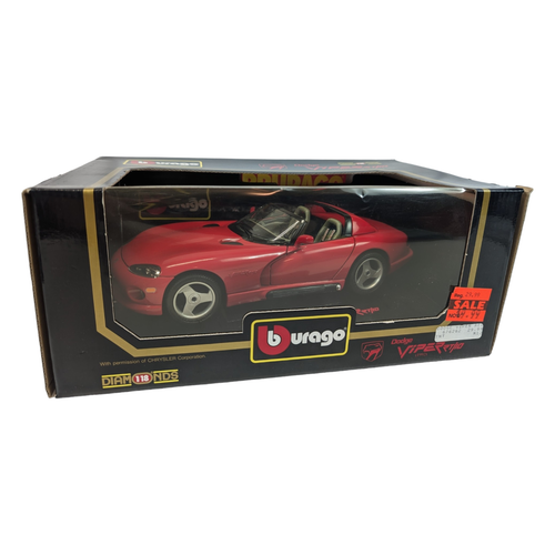 Burago- Dodge Viper RT/10 -1/18 Scale Die-Cast Model Red Convertible - 第 1/6 張圖片