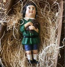 New 3D Dresden Paper Victorian Boy w Dog Christmas Tree Ornament