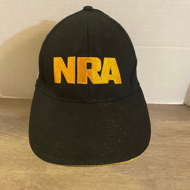 NRA Membership Embroidered Hat Cap Adjustable Black Gold w/USA Flag