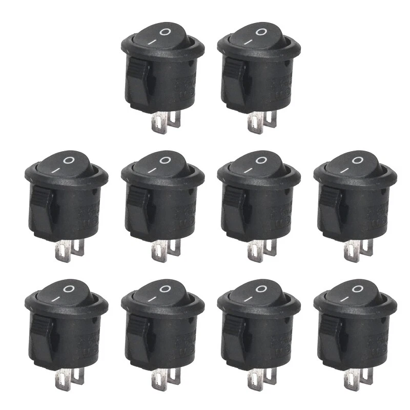 10Pcs Round Rocker Switch 2 Pin ON OFF 2 Position 12V Car Push Button Switches