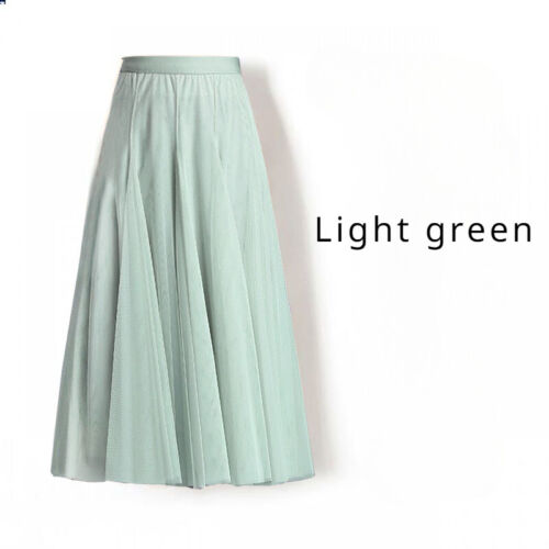 Damen Netz Lang Röcke Groß Swing Netzgewebe Tüll Elastisch Hoch Bund Midi Solid - Bild 24 von 31
