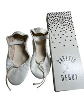 New BALLET SLIPPERS DANCE SHOES Leather Capezio VINTAGE White Child 230C 13 W