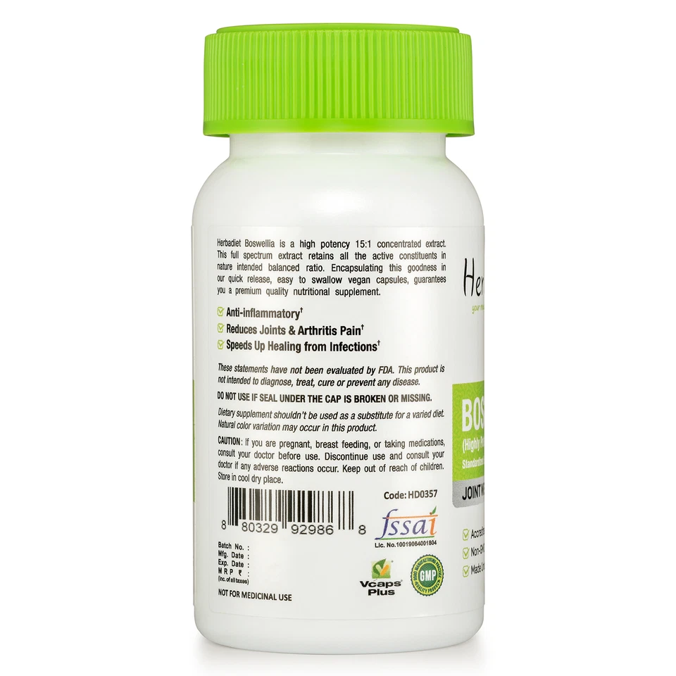 Boswellia Serrata Extract Capsules 90% STRONG (9000mg eq.) Joint Health Support - Image 3 of 4