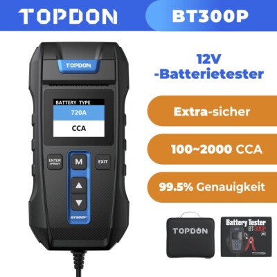 HOT TOPDON BT300P Auto 12V Batterietester Testgerät Prüfer mit Eingebaut Drucker