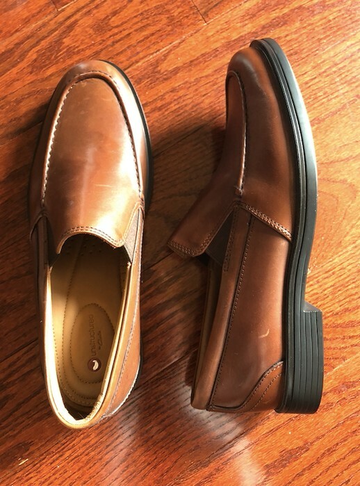 Clarks Unstructured Aldric Mens Slip On‎ Leather Loafers Dark Tan Size 12 M Mens Clarks Un Aldric Slip Black Or Dark Tan Leather Slip On  main image 2