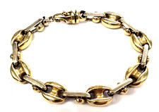14K Solid Two-Tone Gold 11.8mm 8.25" Anchor/Mariner Link Bracelet -63.9 grams