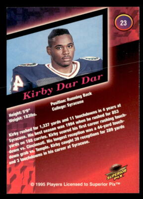 Kirby Dar Dar 1995 Superior Pix Card #23 Syracuse Orangemen | eBay