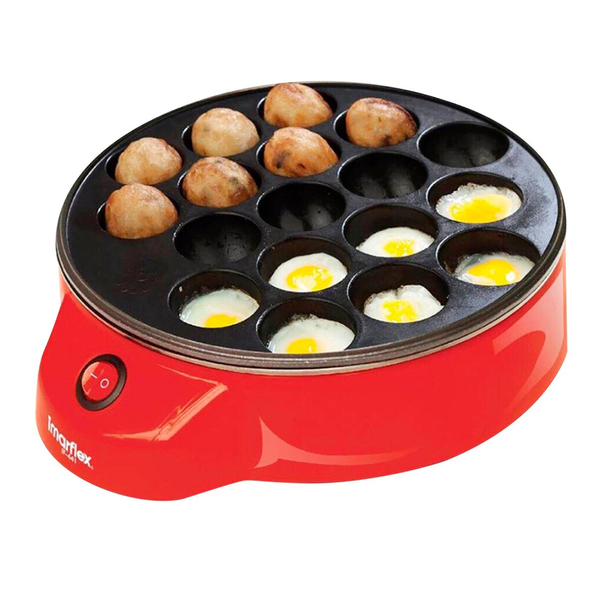 Máquina eléctrica Takoyaki para hacer huevos de codorniz frita antiadherente parrilla sartén IMARFLEX IF-441