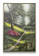 NY Art-Original Oil Painting of Forest Road On Canvas 24x36 Framed