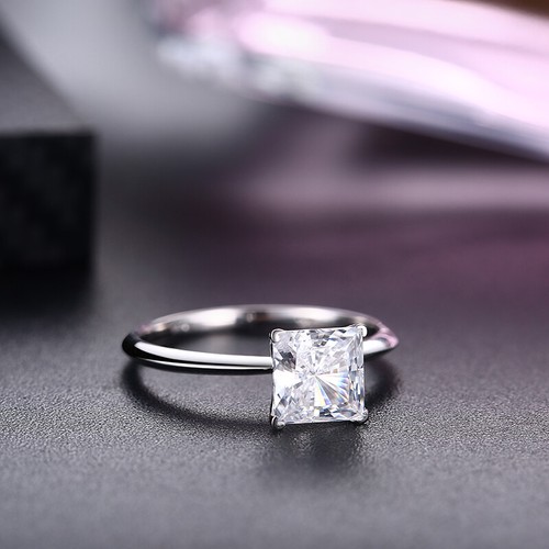 Sterling Silver Vintage Simple Ring 7x7mm Princess 3ct Cubic Zirconia Jewelry - Picture 7 of 9