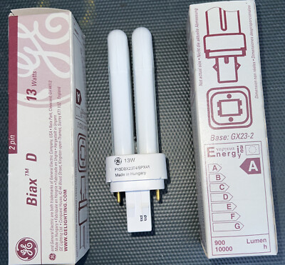 Lot Of 2 GE 20531 Replacement Bulb, F13DBX23T4/SPX41, Biax 13W, 2 Pin
