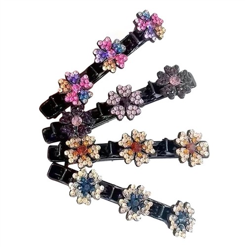 4 Pcs Shiny Crystal Stone Braided Hair Clips Womens Rhinestone Hair Pin Barrette - Bild 6 von 24