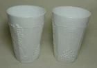 Set of 2 Vtg. Indiana Milk Glass Harvest Pattern (Grape Vine) Tumbler 4.75 In.