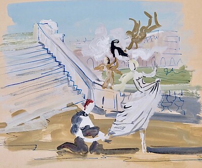 Janine janet - Painting Original - Gouache -hommage IN Versailles for Emeraude3