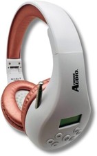 FM Antenna Radio Headphones with Pull-Out Antenna by Things Audio Wht  Rose Gld