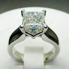 3 Ct Princess Cut Moissanite Solitaire Engagement Ring Real 925 Sterling Silver