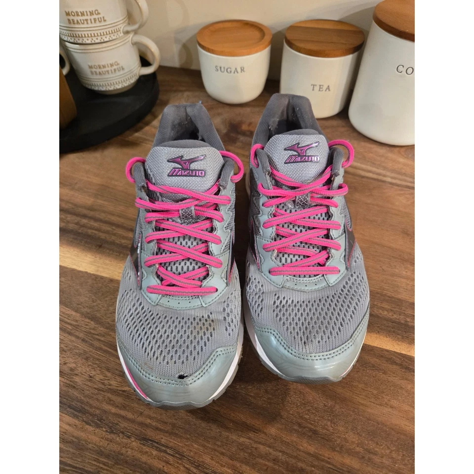 Mizuno Wave Inspire 12 Gray Pink Running Shoes Athletic Sneakers Womens Size 9 - Image 2 of 4