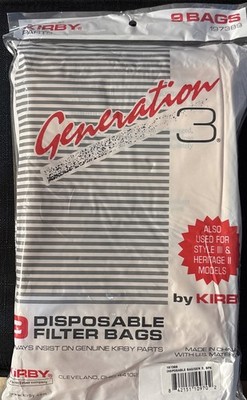 KIRBY Generation 3, G3 9 pack  Vacuum Cleaner BAGS  197389