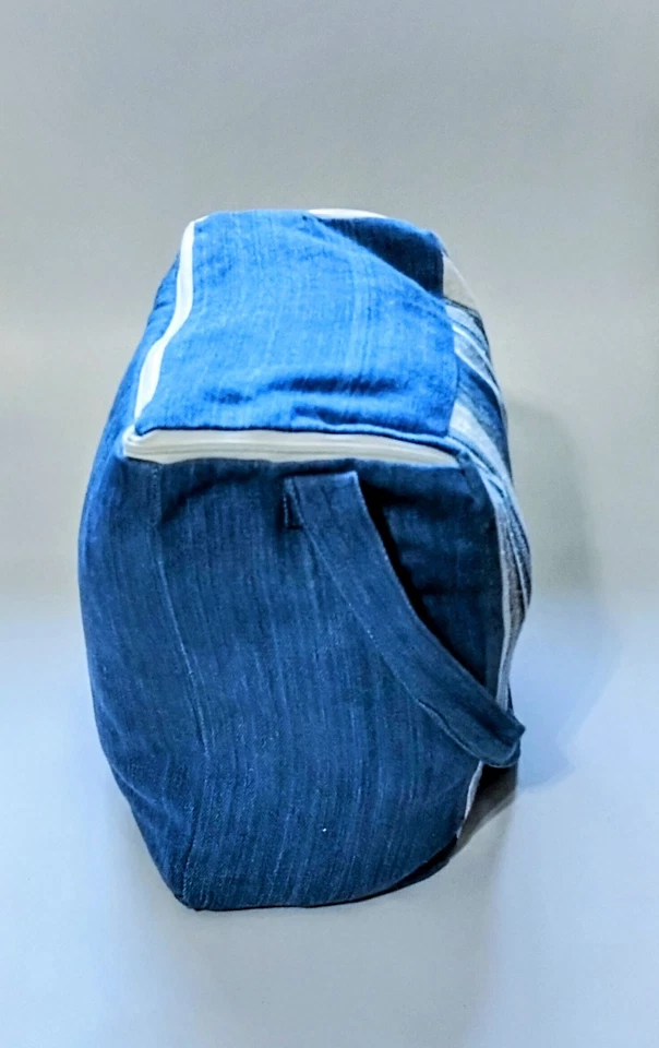 BOLSO DE ALMACENAMIENTO/BOLSO DE ALMACENAMIENTO Park B Smith ECO ALGODÓN SUAVE Tejido Teniente Rayas Azules con Cremallera Foto 3 de 4