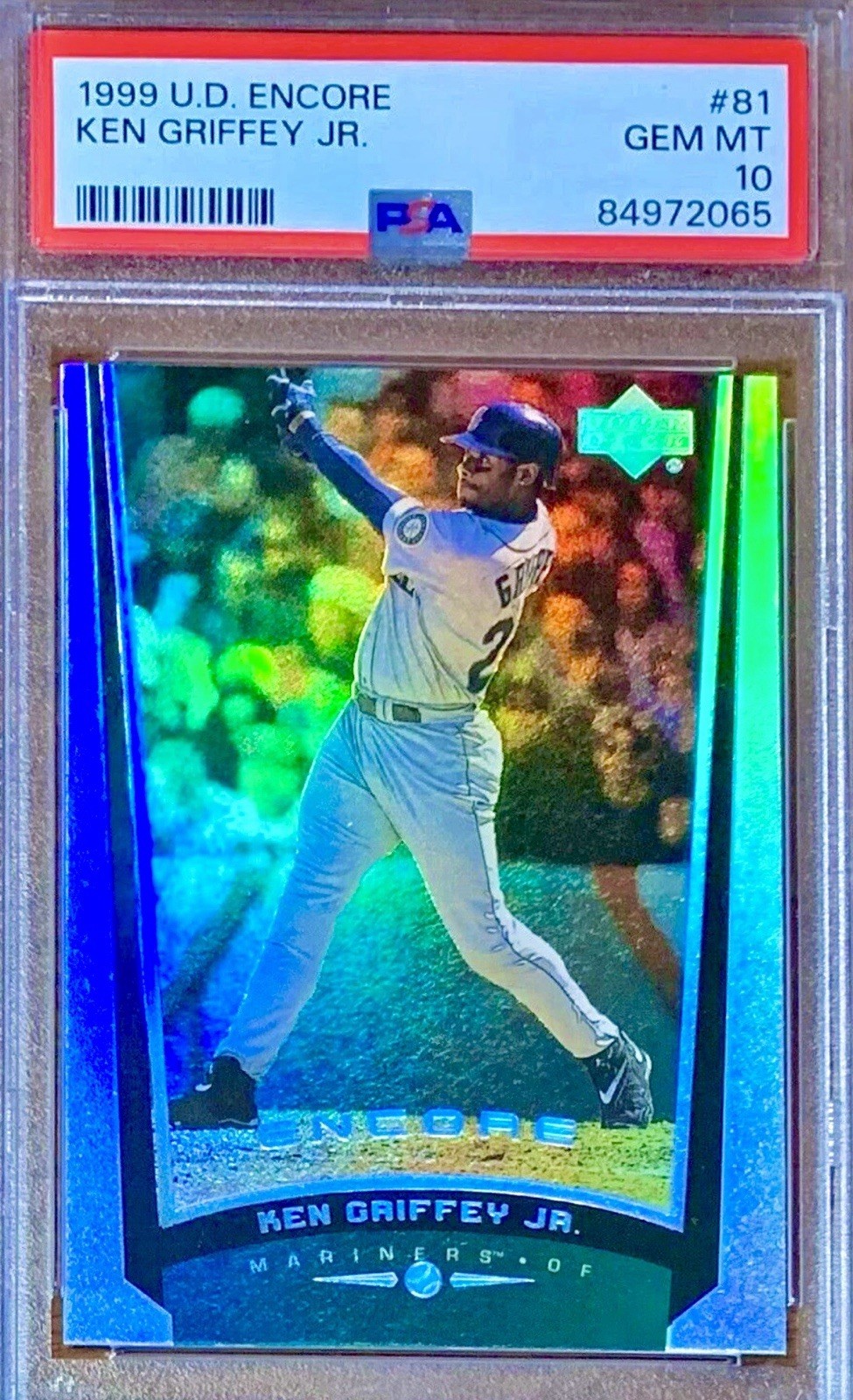 POP 20 PSA 10 Ken Griffey Jr. 1999 Upper Deck Encore Refractor Vertical Holo SP view 1