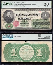 RARE VF graded 1862 $1 "GREENBACK" US Legal Tender Note! PMG 20! 599