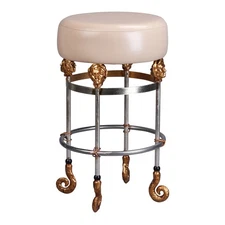 Lucas + McKearn Lighting Collection SI1052 Armory Bar Stool Chrome and Gold