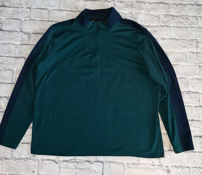 Under Armour Sweatshirt Men XXL Green Navy Pullover Quarter Zip Golf