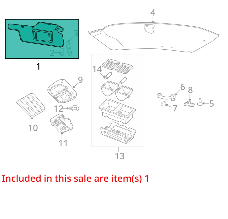 Espejo parasol derecho Mercury Grand Marquis 2008-2011 pasajero AL6SC Foto 3 de 4