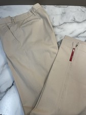 Classic Vintage Prada Sport Tan/khaki tech pants red stripe logo size 48 EUC