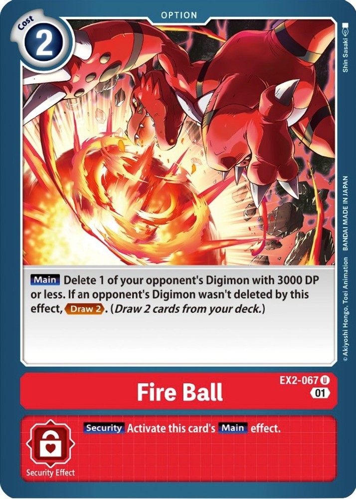 Digimon Card Game Fire Ball Uncommon EX2-067 U Digital Hazard NM