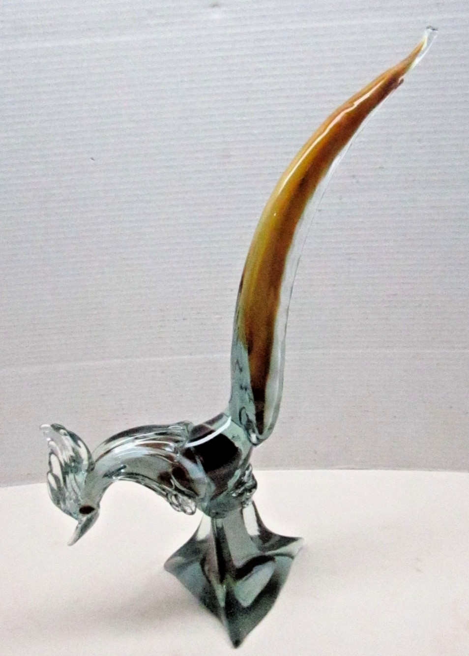 Mid Century Art Glass Murano Bird with Long Tail Figurine