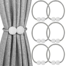 Melaluxe 6 Pack Magnetic Curtain Tiebacks, Decorative Curtain Holdbacks for W...