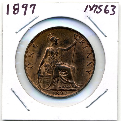 Great Britain. One Penny. 1897 choice Uncirculated Red with Brown
