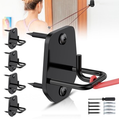 4 Pcs Resistance Band Anchors - Space-Saving Wall Mount Workout Anchors for E...