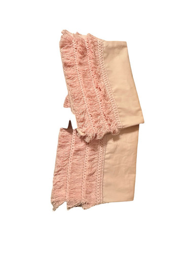 PAAR Rosa Rechteck 12x20 Kissenbezüge Dekorativ Pastell Fransen Safavieh Neu mit Etikett - Bild 2 von 5