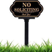 No Soliciting Sign for House with Stake - 50-mil Thick 5x10 inches, A1512