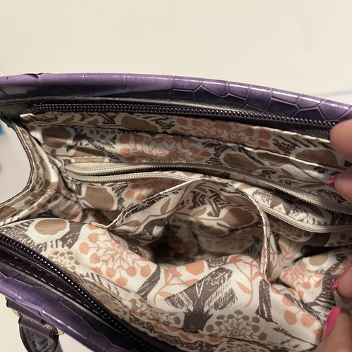 David Jones Purple Faux Crocodile Crossbody Purse - Picture 9 of 12